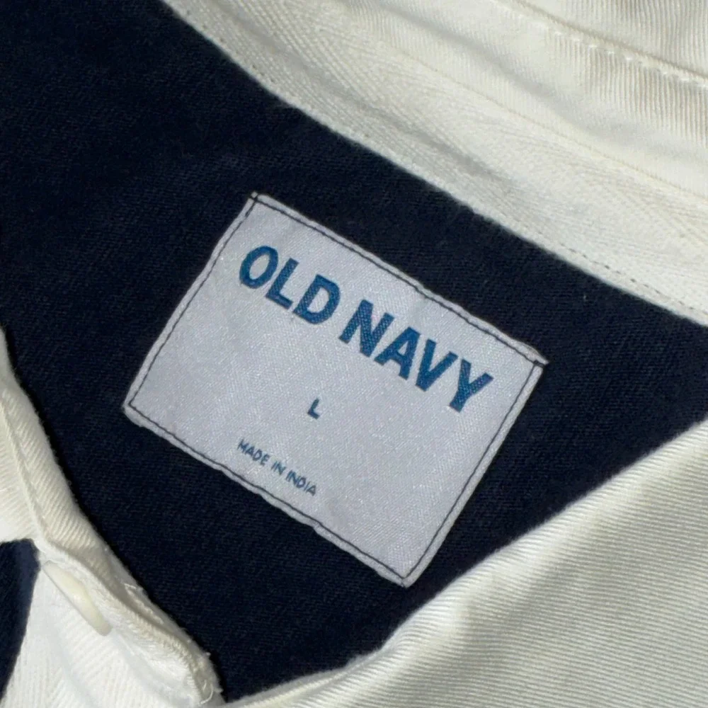 NWT Old Navy Rugby Shirt Mens L Navy Red Stripe Long Sleeve Cotton Preppy